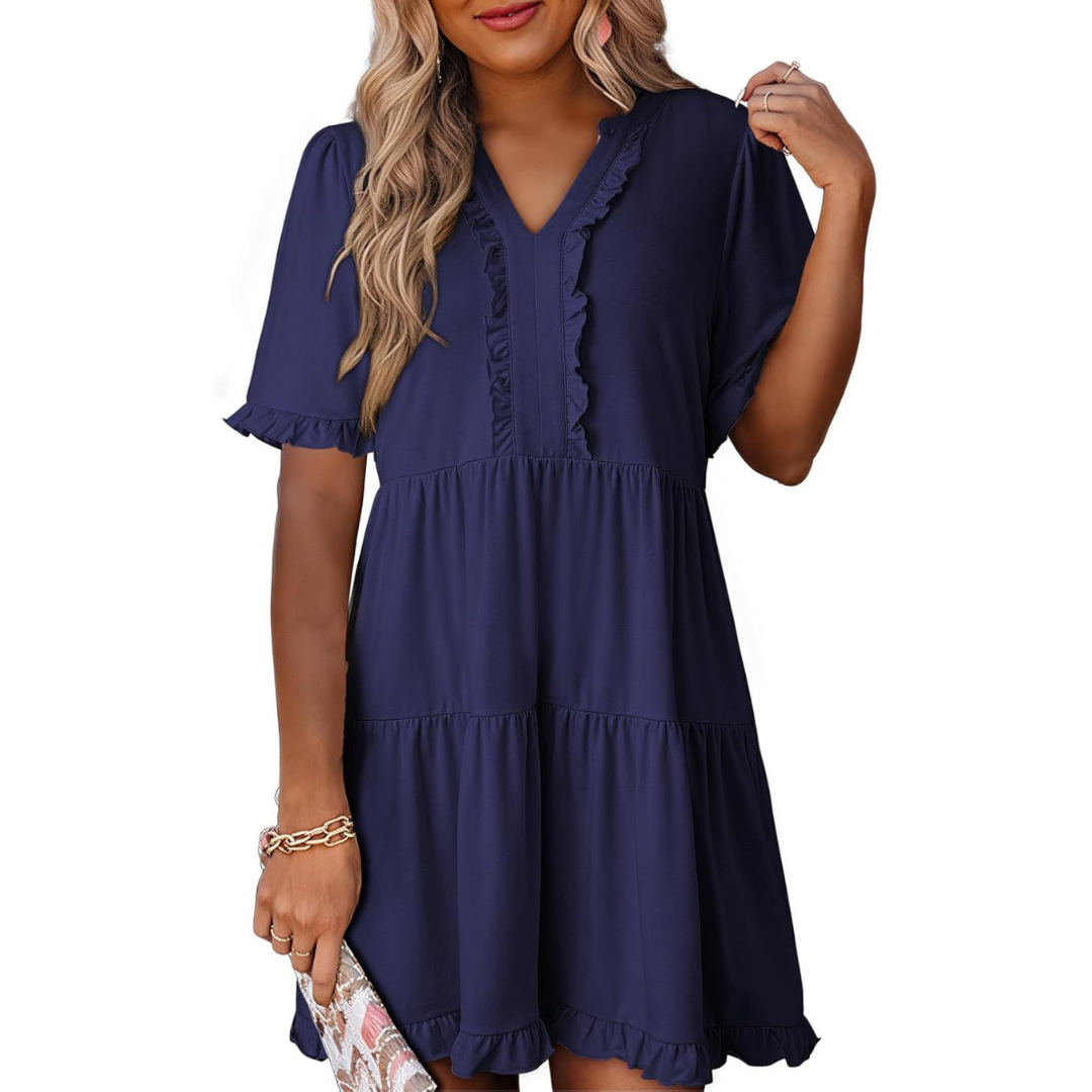 CM | Minivestido casual con cuello en V