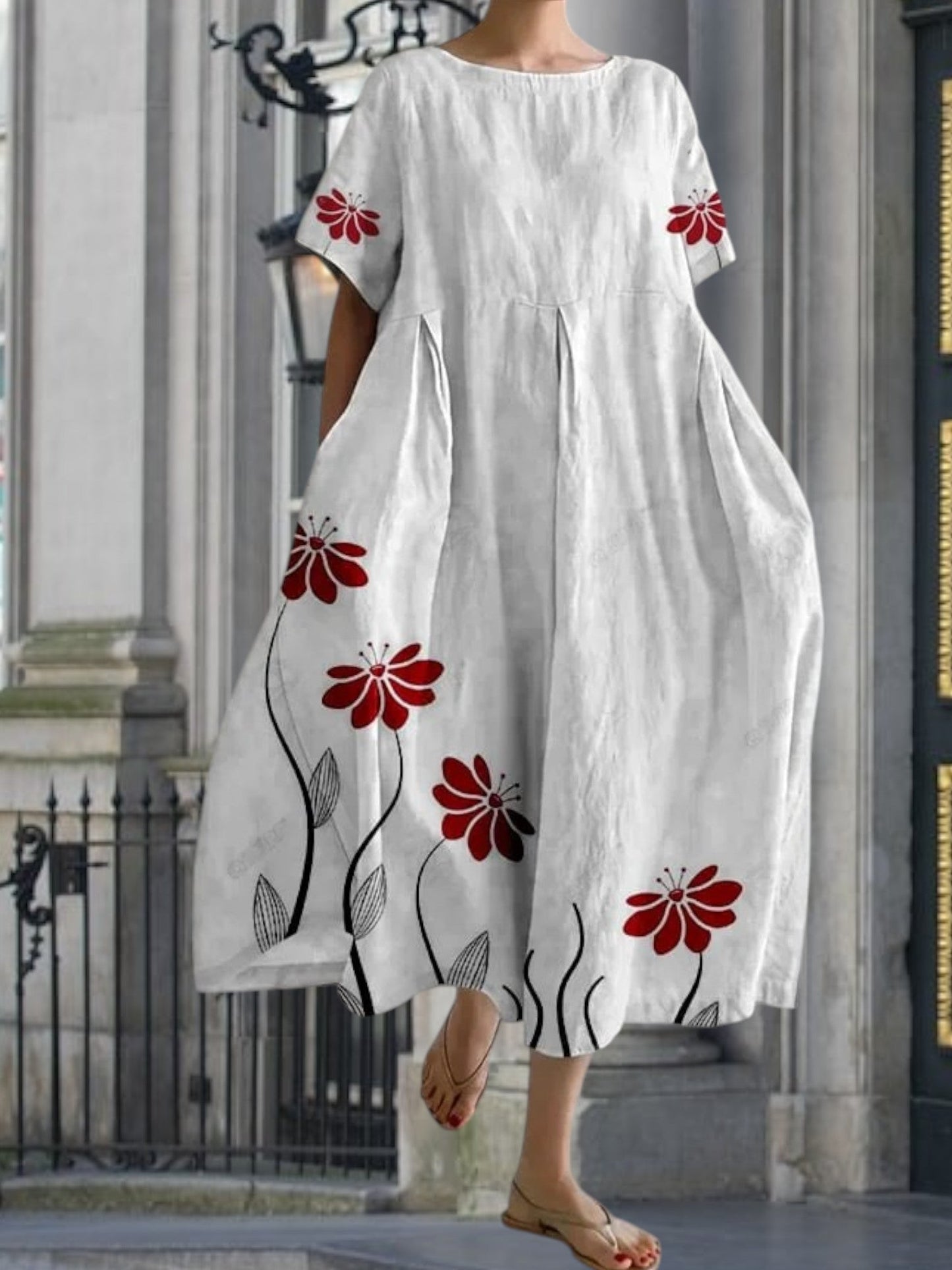 CM | Elegante vestido largo floral en material suave para el verano