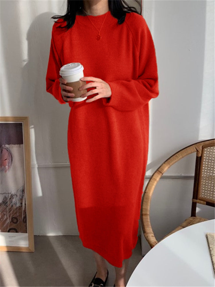 CM | Acogedor vestido midi de punto
