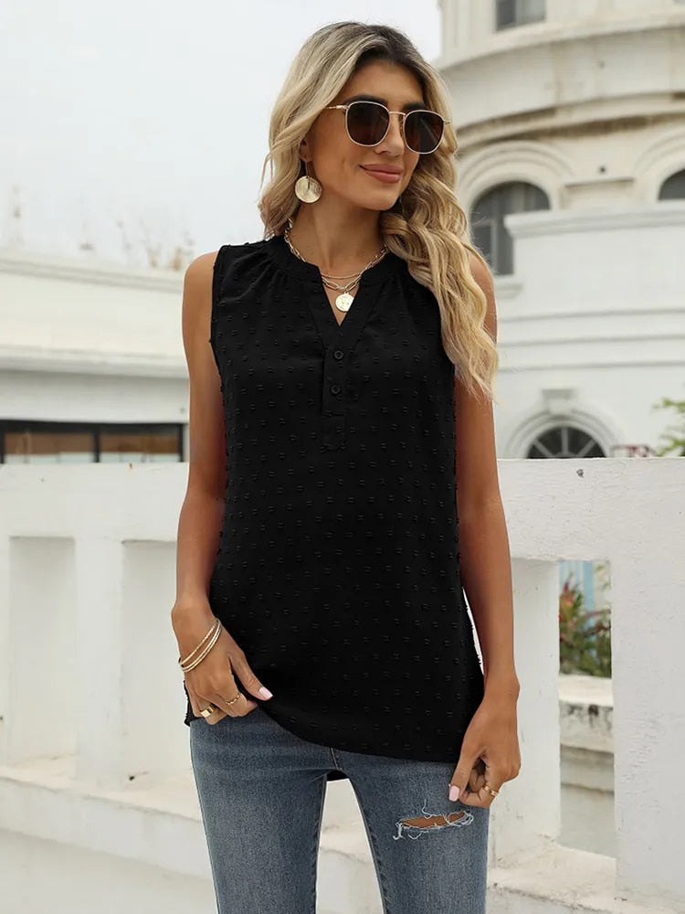 CM | Kiwi™ Elegante blusa con escote en V
