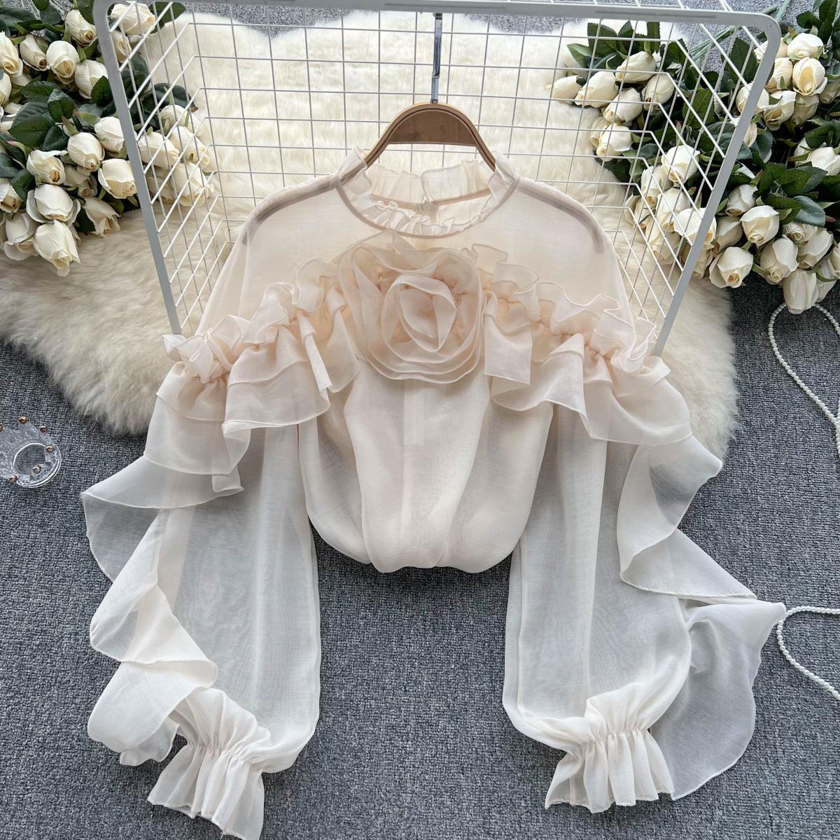 CM | Irregular plisado malla blusa señoras jersey