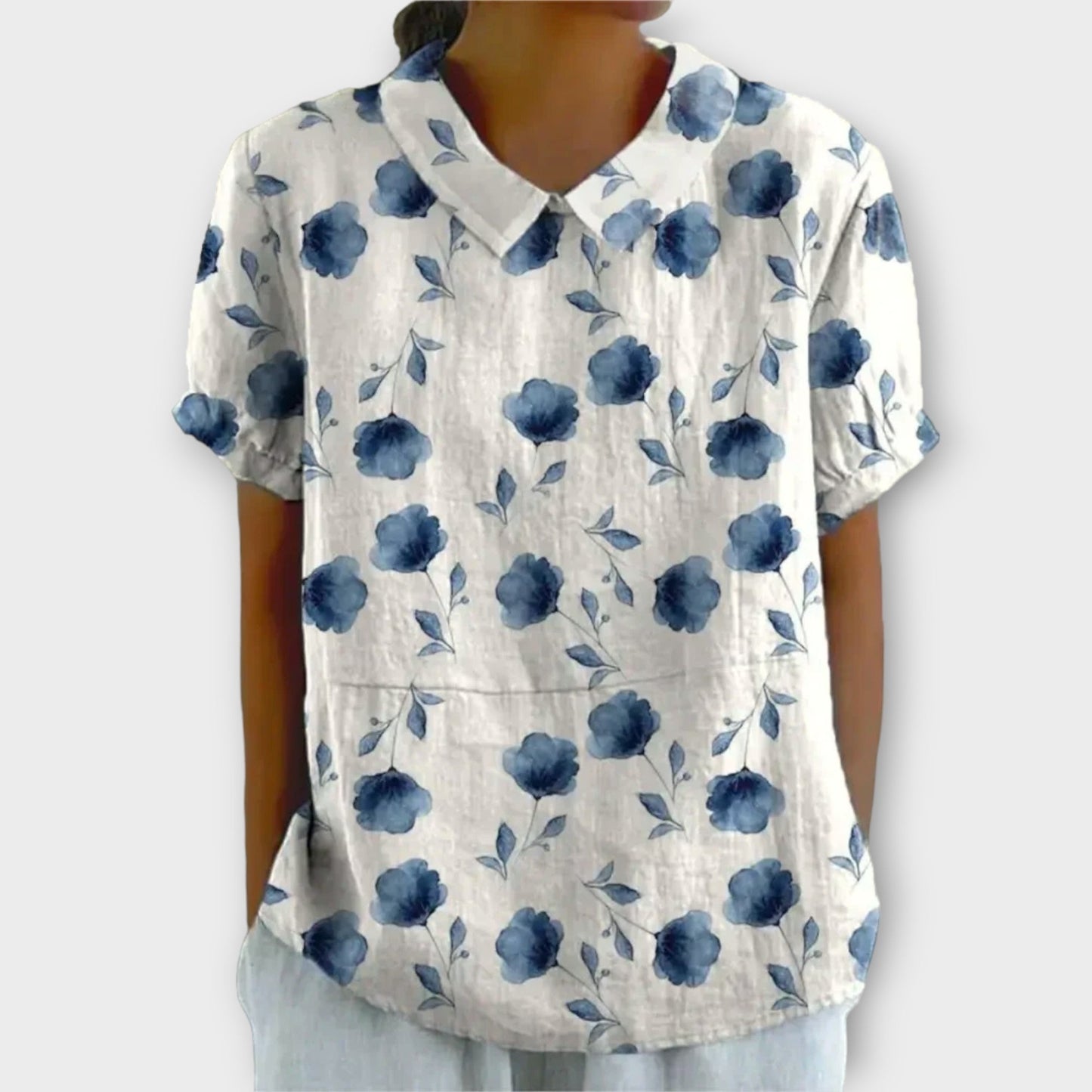 CM | Blusa de algodón y lino con estampado floral