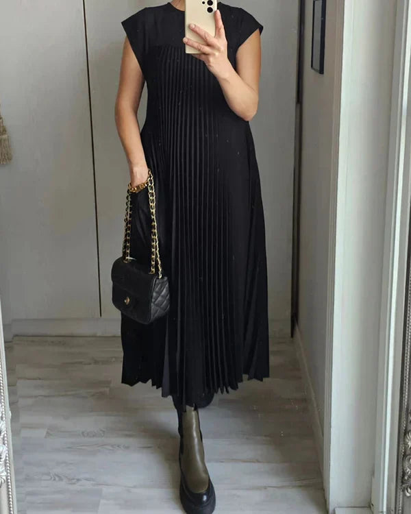 CM | Vestido plisado sencillo de señora monocolor