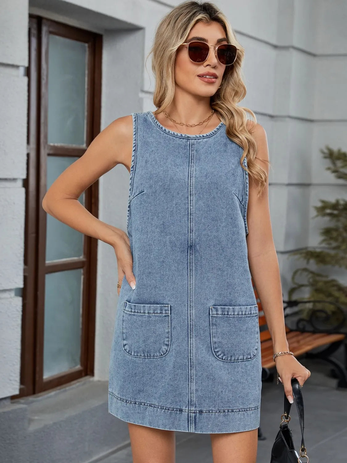CM | Vestido mono vaquero cuello redondo