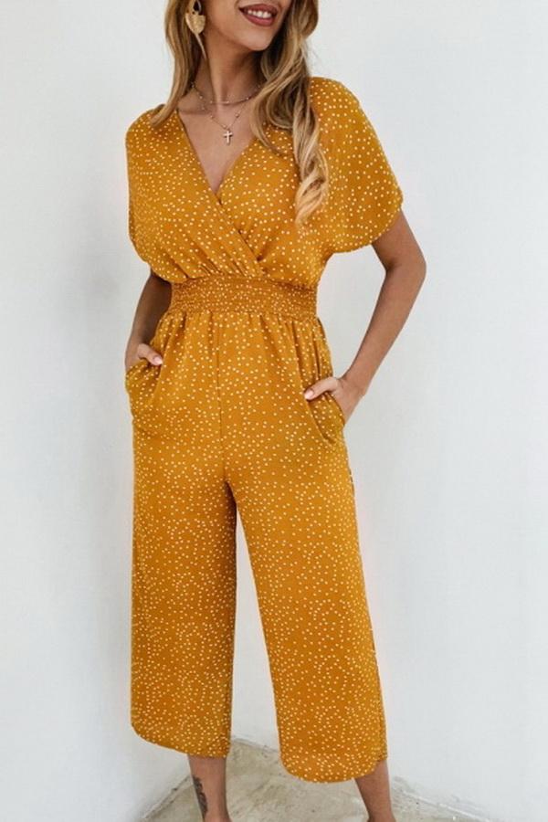 CM | Mono casual estampado con bolsillo y cuello en V