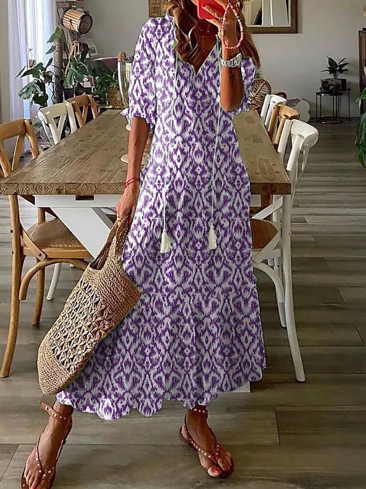 CM | Maxivestido sin mangas con estampado floral para mujer