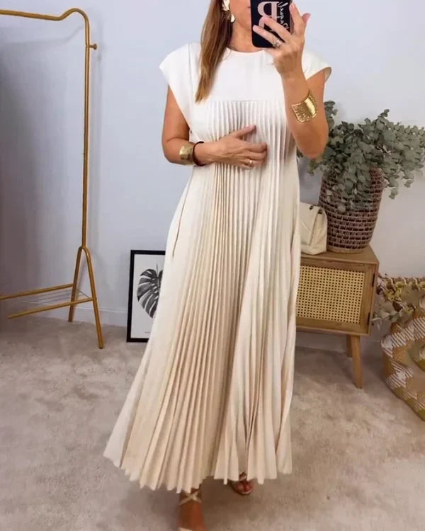 CM | Vestido plisado sencillo de señora monocolor