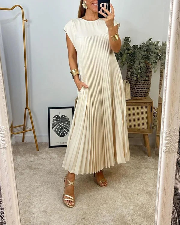 CM | Vestido plisado sencillo de señora monocolor