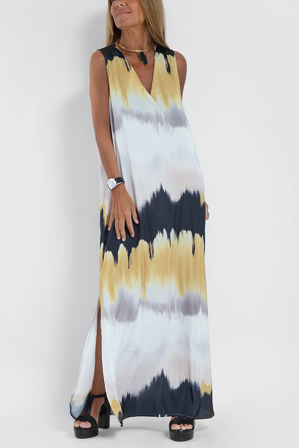 CM | Make Them Proud Maxi Vestido Relajado con Estampado Tie Dye de Satén