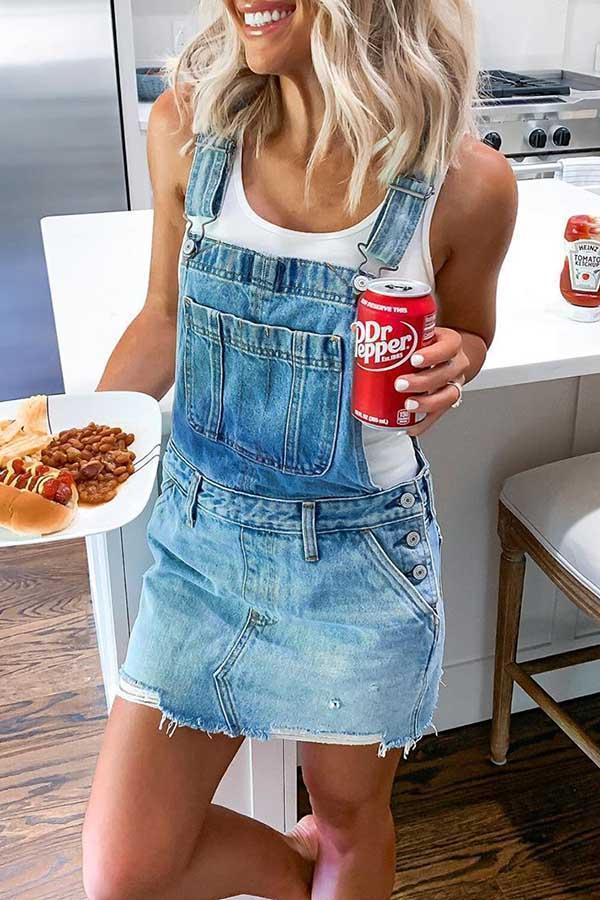 CM | Vestido mono vaquero con hebilla ajustable