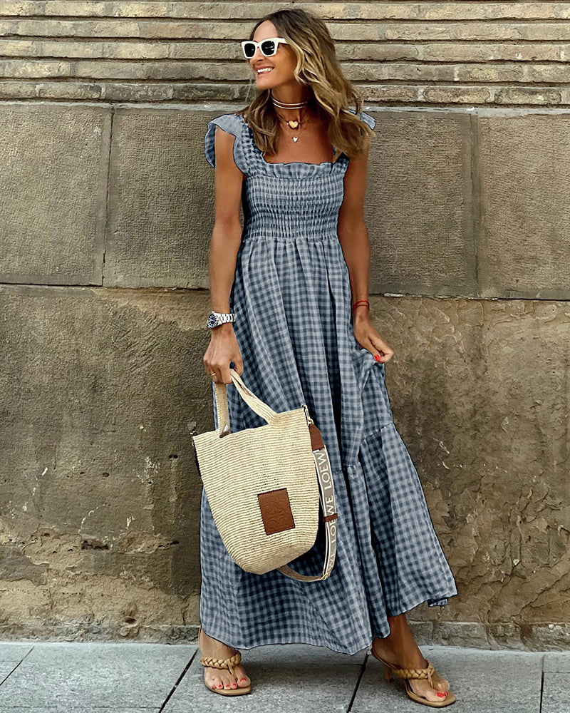 CM | Mariposa Manga Cintura Swing Maxi Vestido