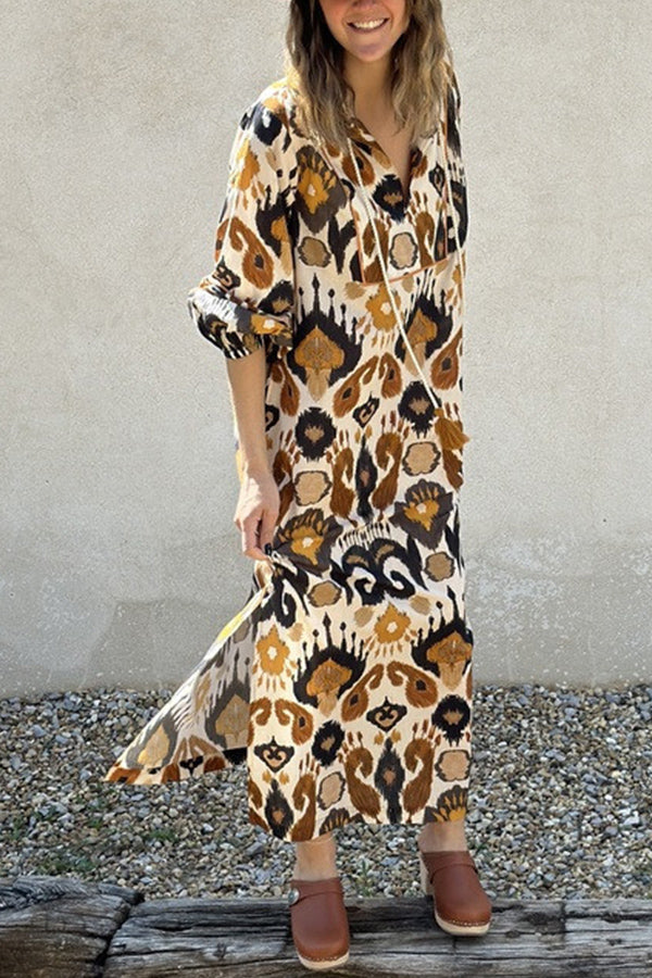 CM | JAYA Maxi vestido con dobladillo suelto y abertura