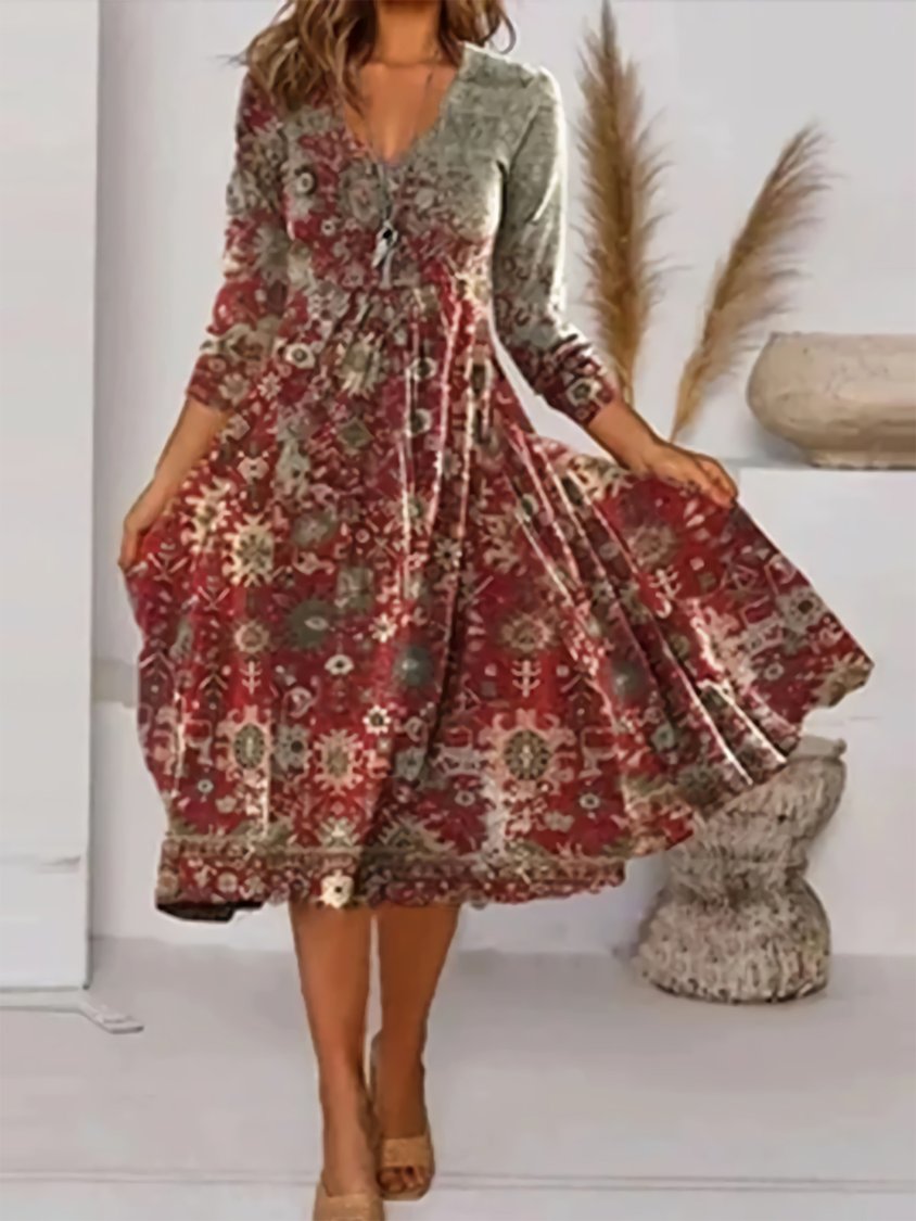 CM | Vestido midi vintage en mezcla de algodón QAH56
