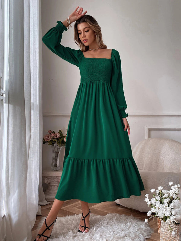 CM | Vestido largo cuadrado con mangas globo