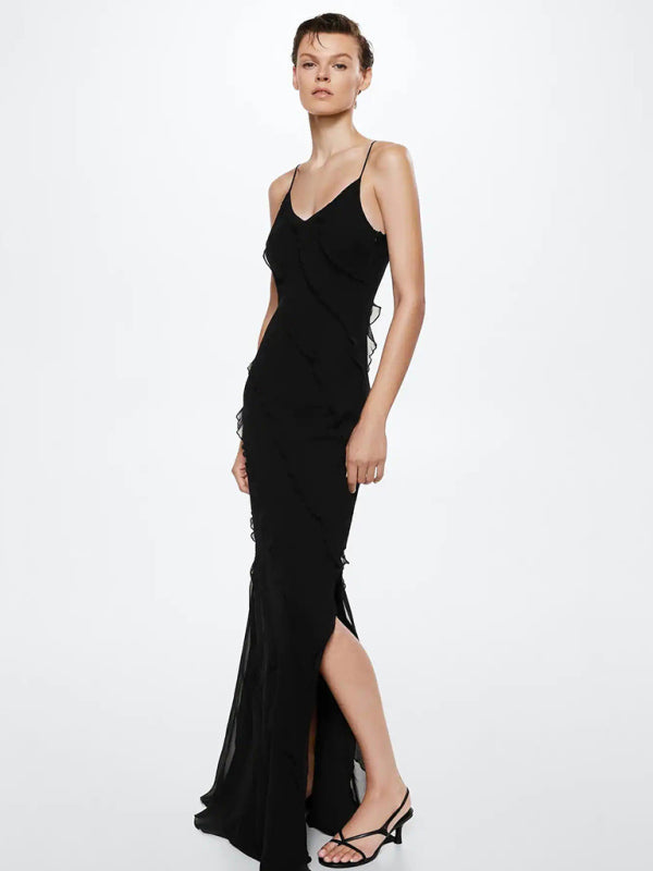 CM | Sofisticado vestido largo drapeado