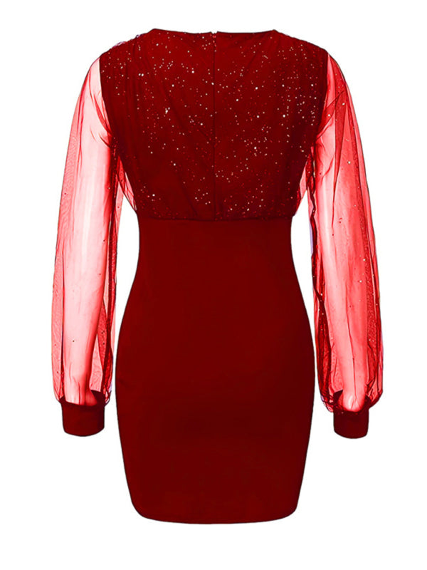 CM | Vestido corto de lentejuelas sin tirantes