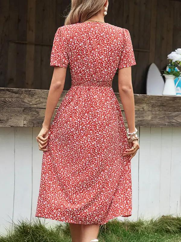 CM | Vestido midi con estampado floral y efecto envolvente