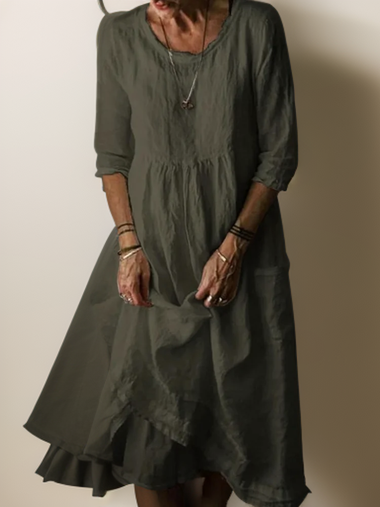 CM | Summer Vestido midi plisado de algodón y lino