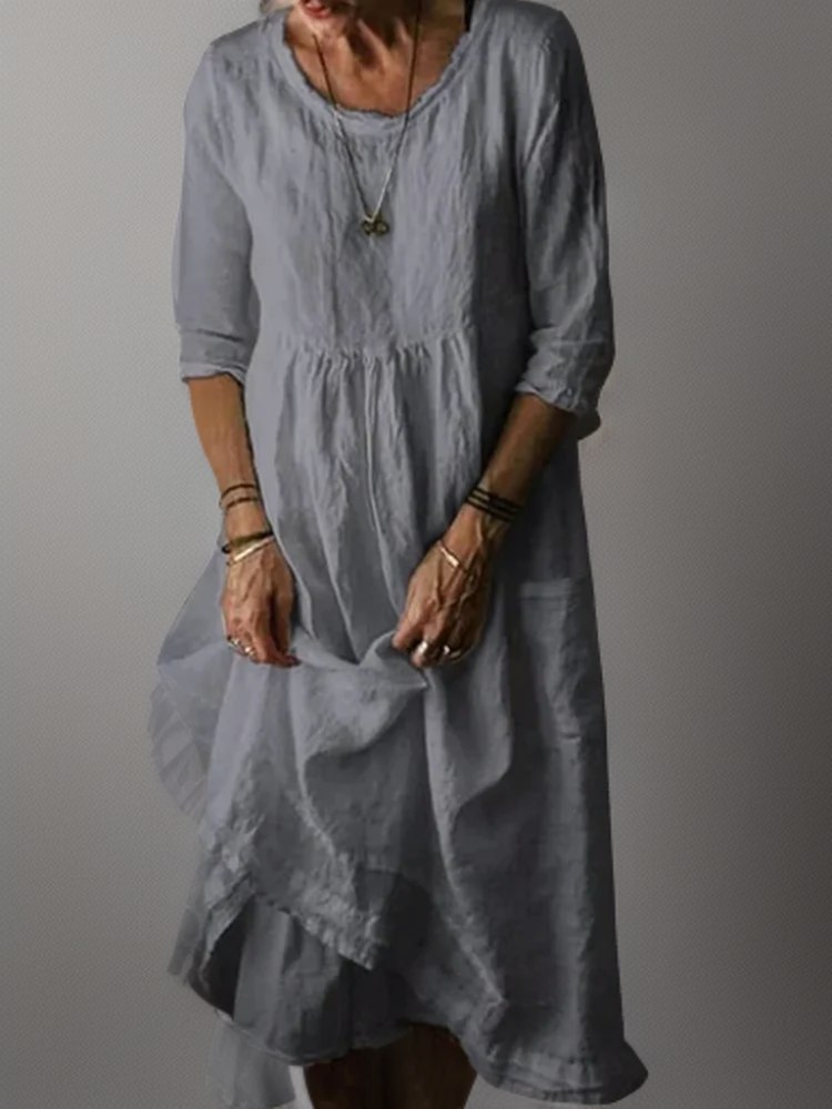 CM | Summer Vestido midi plisado de algodón y lino