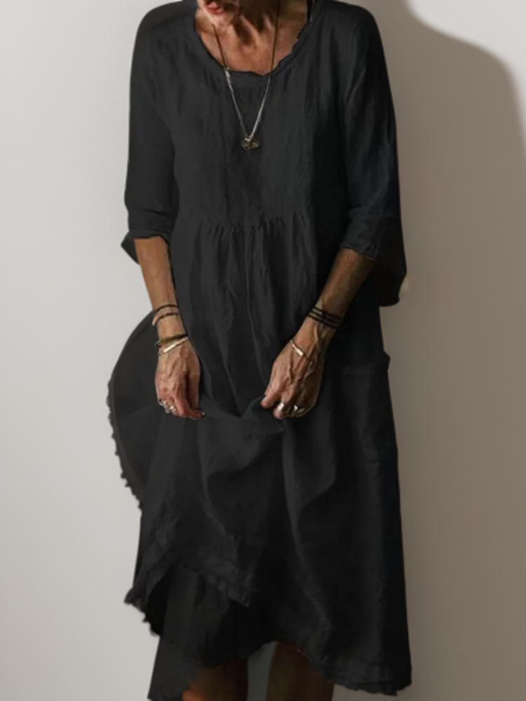 CM | Summer Vestido midi plisado de algodón y lino