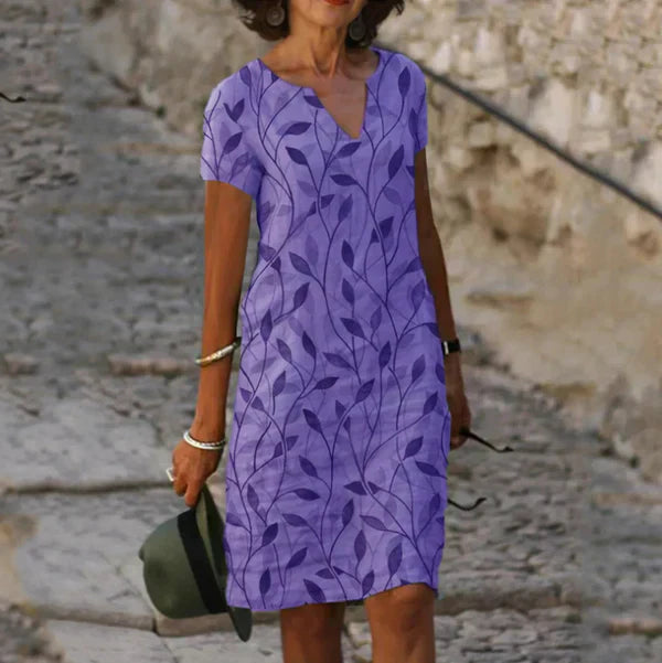 CM | Mini vestido mujer estampado de hojas manga corta