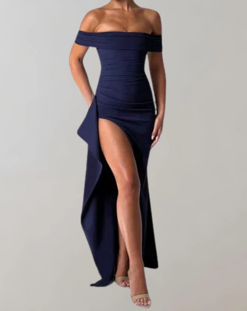 CM | Maxi Vestido de Mujer - Slim Fit - Off Shoulder - High Slit - Vestido de noche