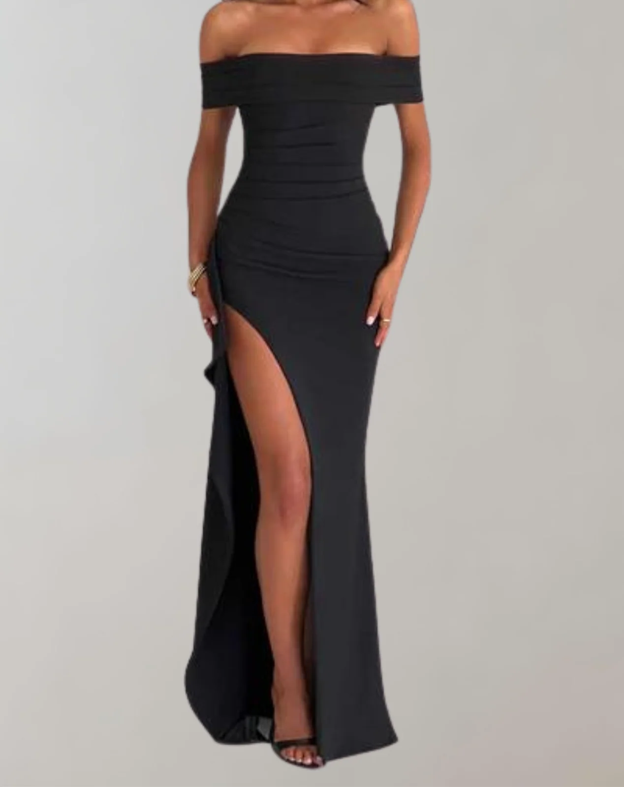 CM | Maxi Vestido de Mujer - Slim Fit - Off Shoulder - High Slit - Vestido de noche