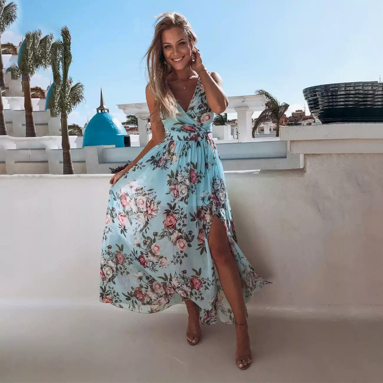 CM | Vestido maxi de verano para mujer con estampado