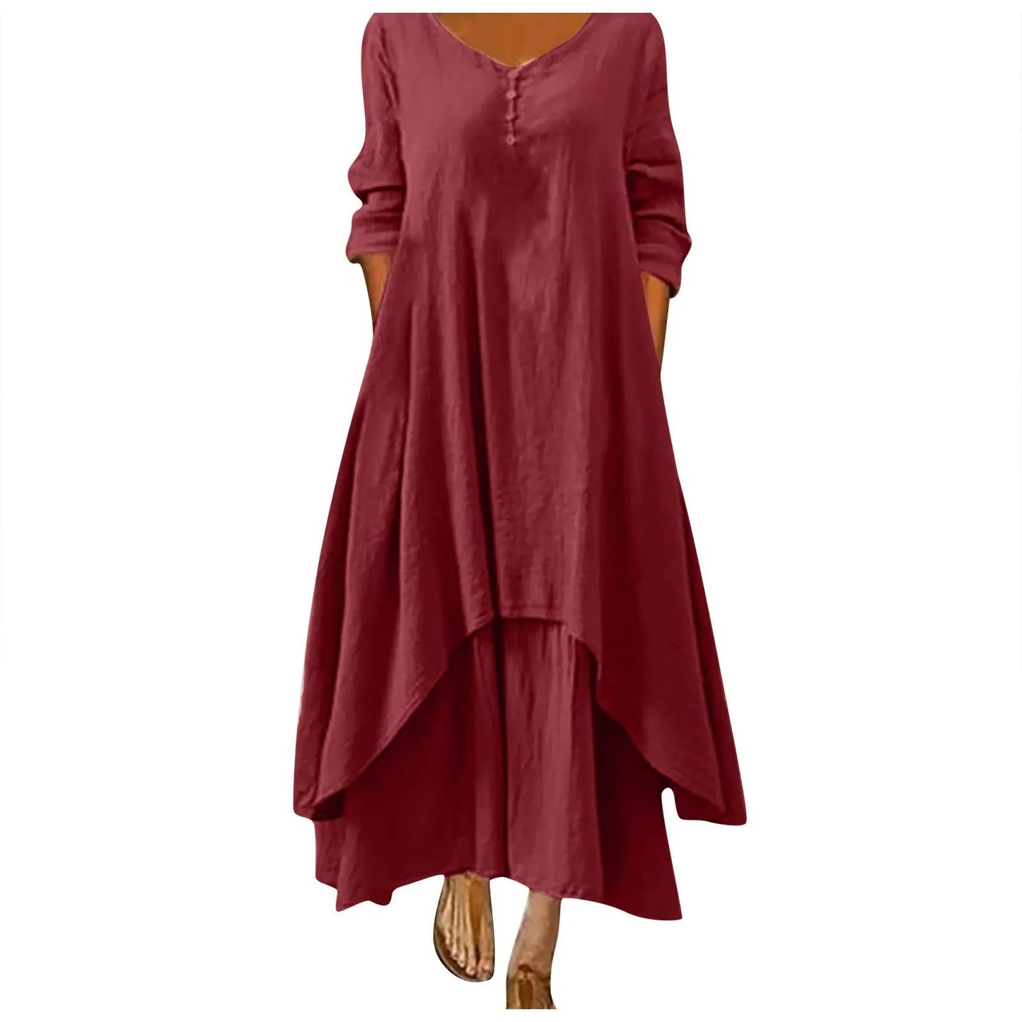 CM | Vestido midi fluido multicapa