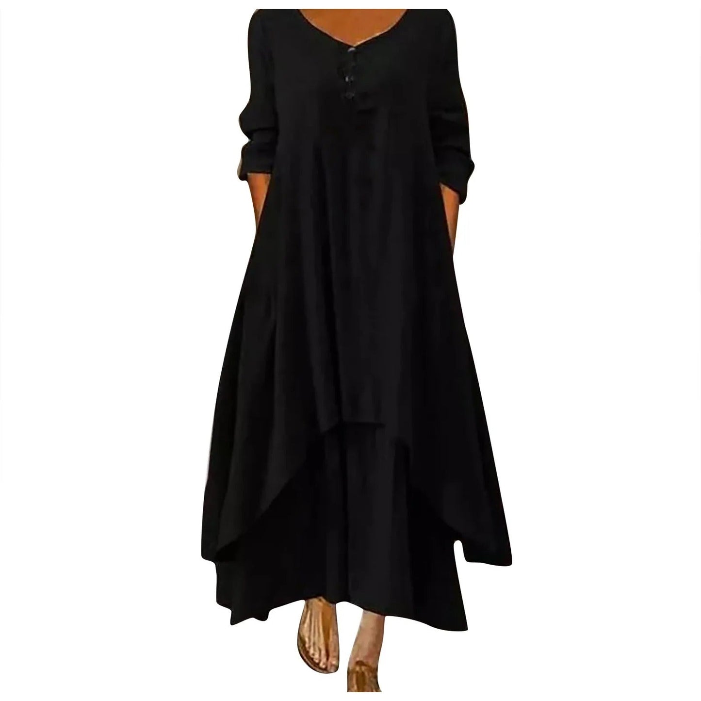 CM | Vestido midi fluido multicapa