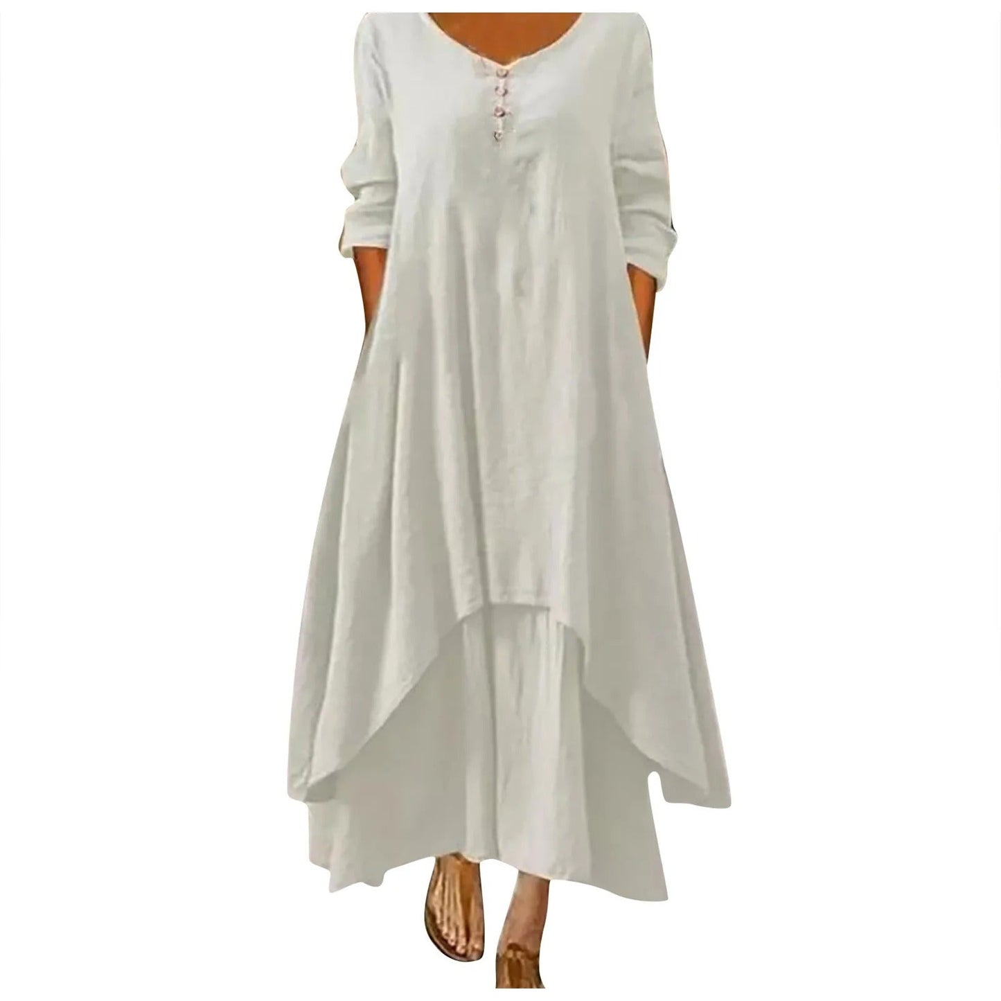 CM | Vestido midi fluido multicapa