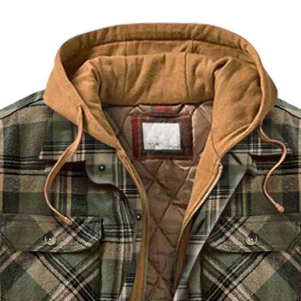 CM | Chaqueta camisera con capucha de franela de algodón