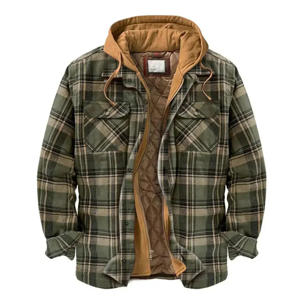 CM | Chaqueta camisera con capucha de franela de algodón