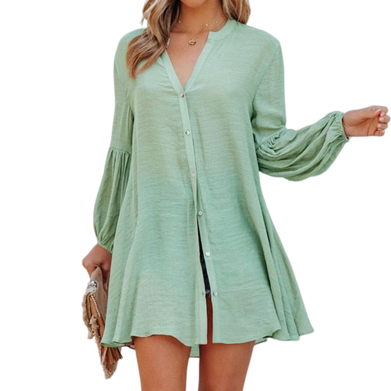 CM | Blusa de señora abotonada de un solo color