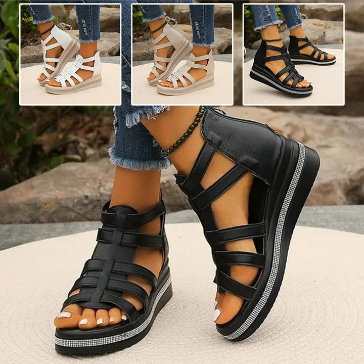 CM | Sandalias de cuña con strass
