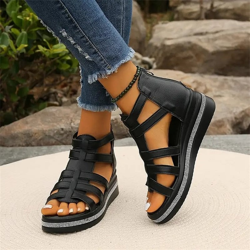 CM | Sandalias de cuña con strass