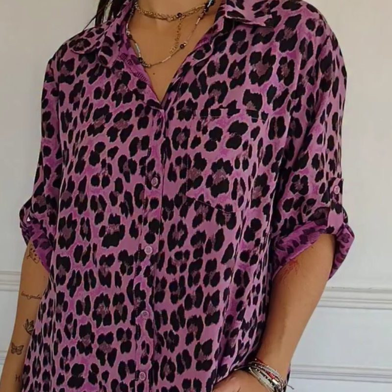 CM | Elegante blusa con estampado de leopardo