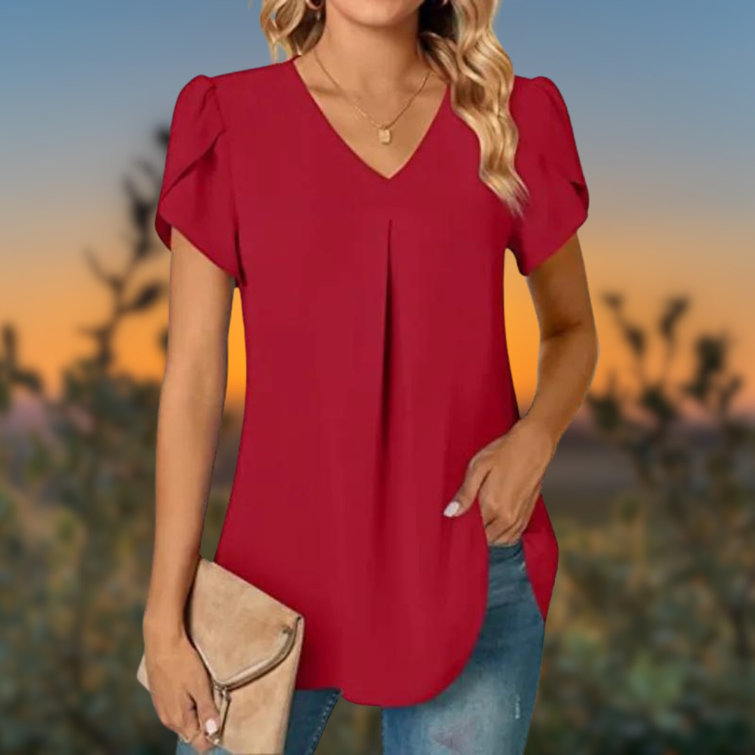 CM | Blusa elegante y desenfadada con cuello en V