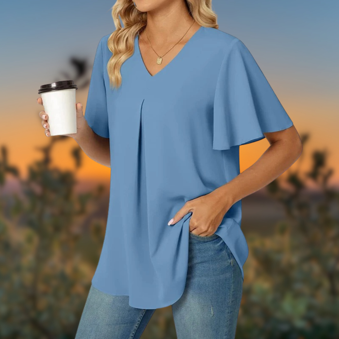 CM | Blusa elegante y desenfadada con cuello en V