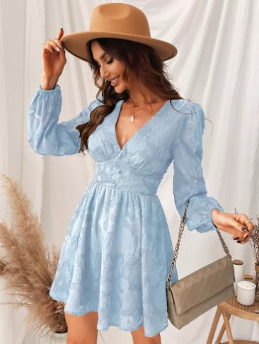 CM | Vestido corto con textura y manga larga