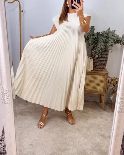CM | Vestido plisado sencillo de señora monocolor