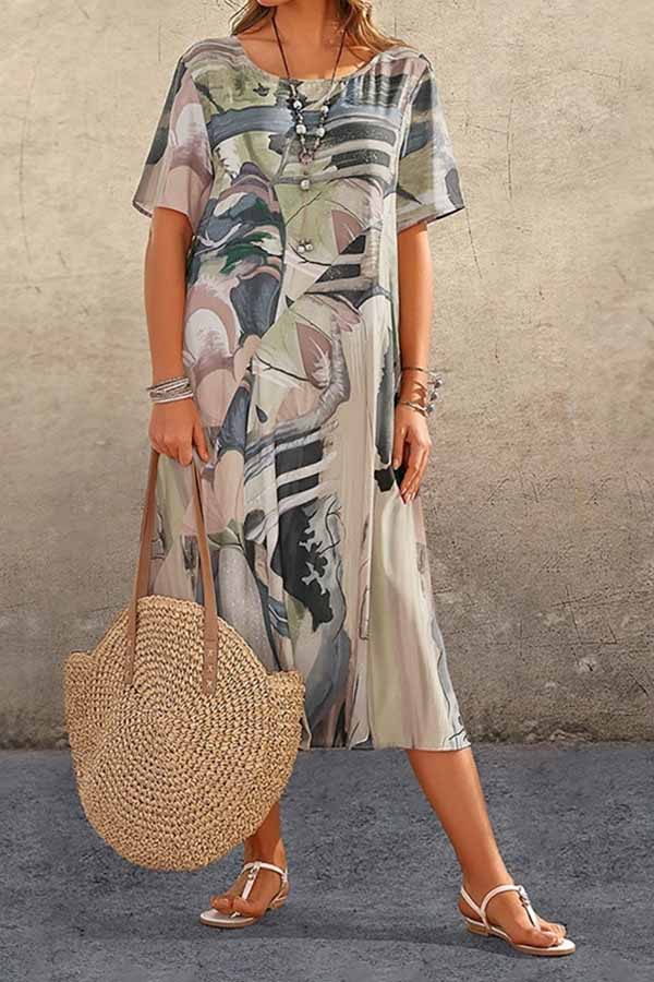 CM | túnica cuello redondo playa suelta maxi vestido