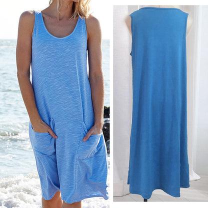 CM | Vestido casual sin mangas monocolor para mujer