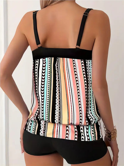 CM | Tankini de rayas con estampado