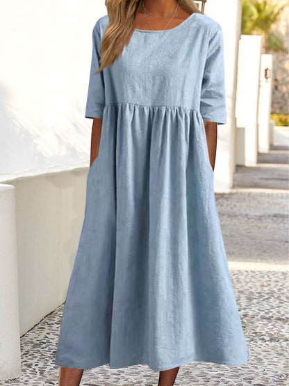 CM | Unicolor Bolso Suelto Vestido Largo MMu17