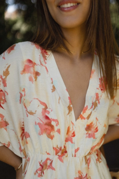 CM | Fashion Vestido largo estampado suelto con cuello en V
