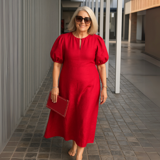 CM | Elegante vestido monocolor con escote en V