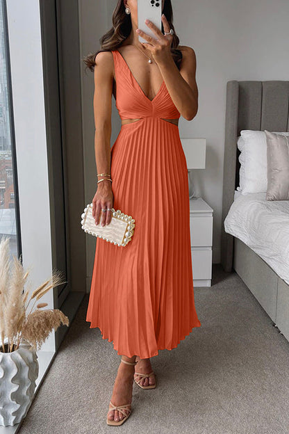 CM | Vestido largo de talle alto y escote en V