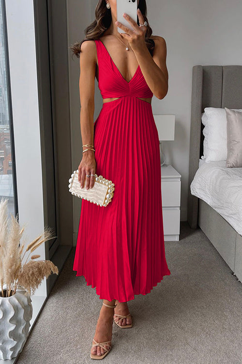 CM | Vestido largo de talle alto y escote en V