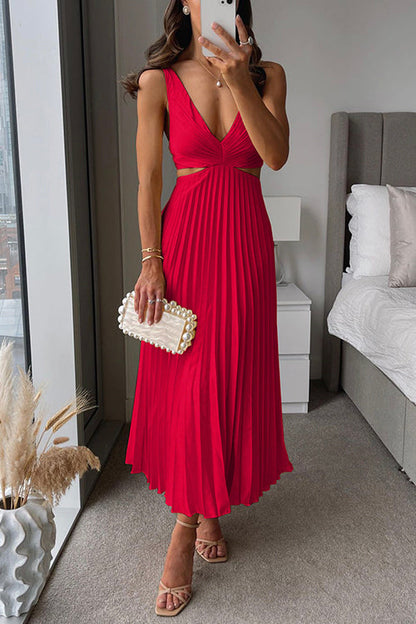 CM | Vestido largo de talle alto y escote en V
